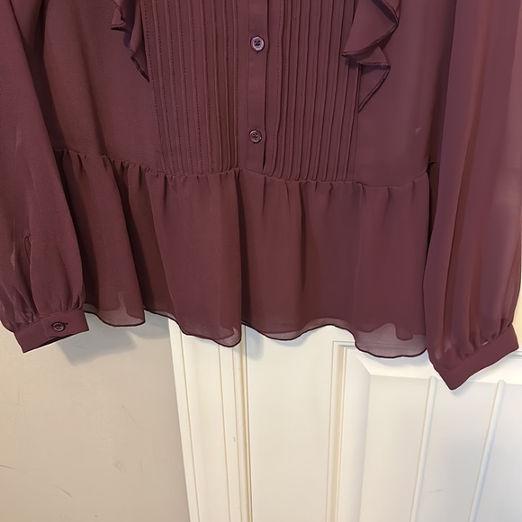 Semi-Sheer Pin-tuck Peplum Hem Blouse - Picture 3 of 4